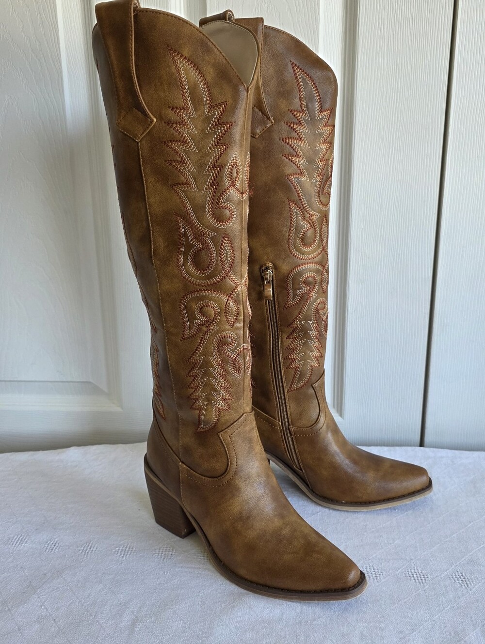 Wetkiss Women’s Brown Embroidered Western Knee-High Boots Size 7
